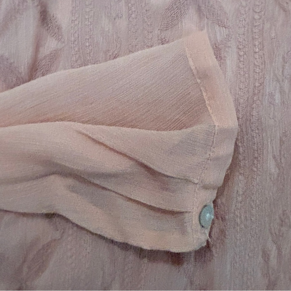 Tiny by Anthropologie Pink Tie Neck Long Sleeve Peasant Blouse Size Medium EUC - Picture 9 of 15